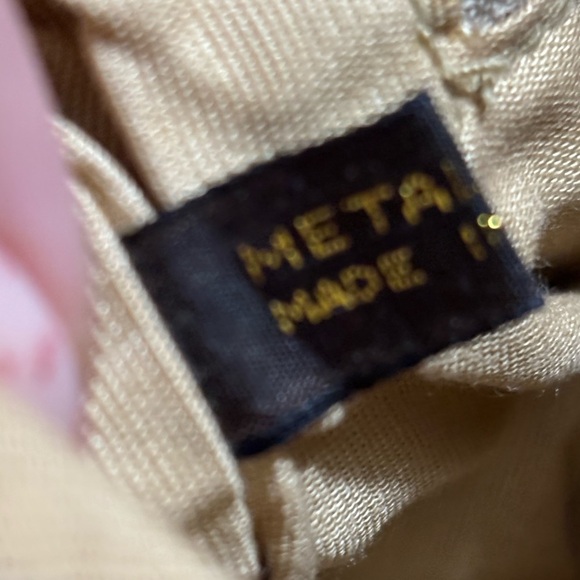 Y2K Taupe Metal Mesh Shoulder Bag Purse Evening Crossbody Removable Strap 9x7” - Picture 6 of 7